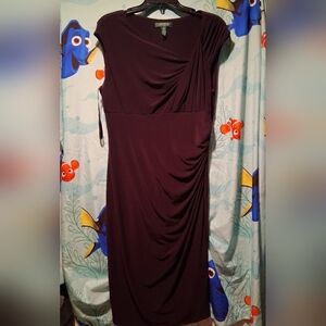 Lauren Ralph Lauren One-Shoulder Draped Dress - Burgundy